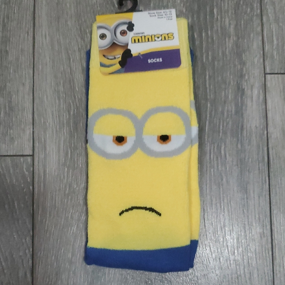 Kids Yellow Character Socks with Blue Trim